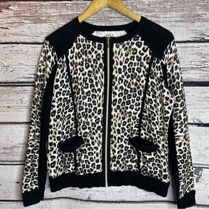 Chico’s Zenergy Golf Animal Print Cardigan Jacket Sweater Material 2 | Large EUC